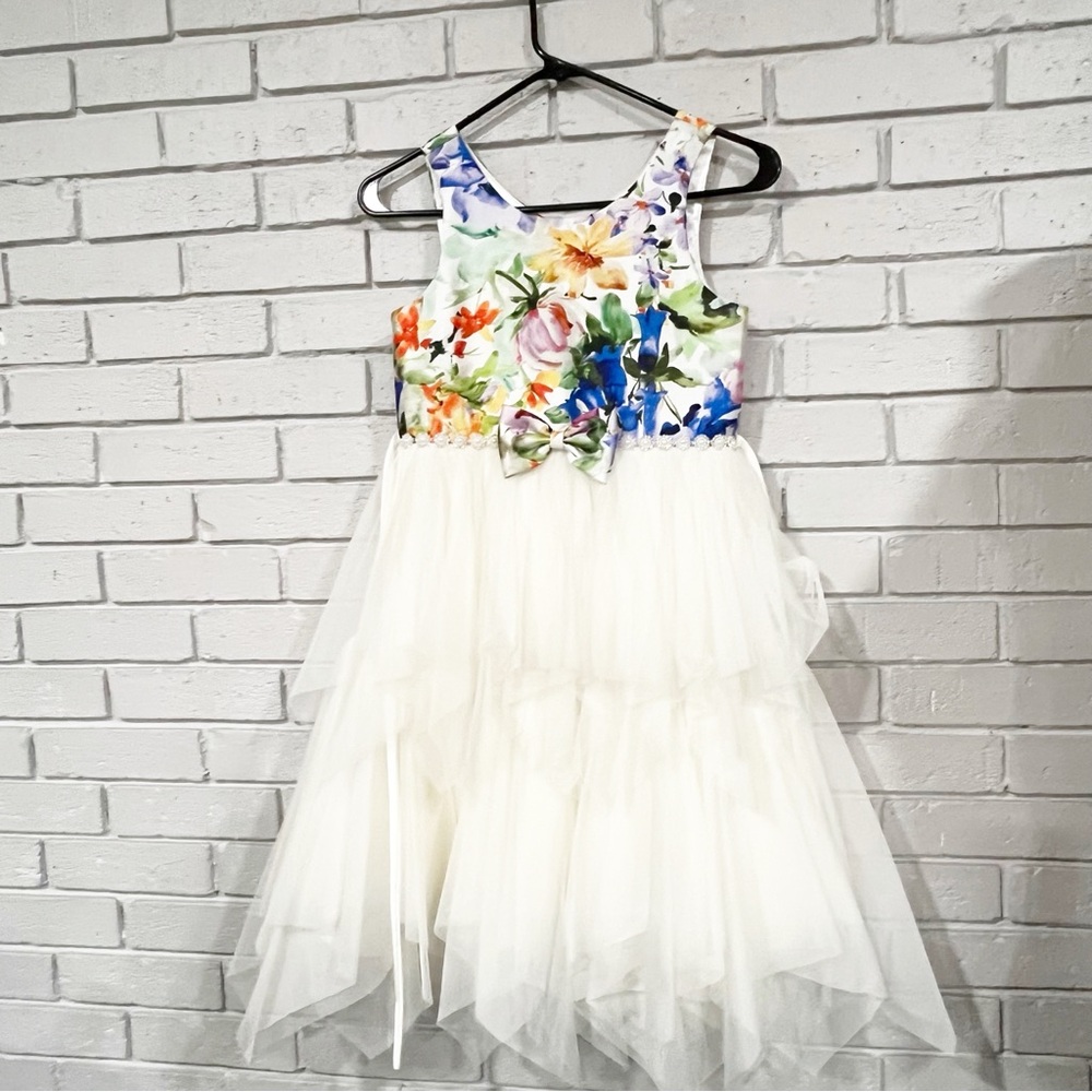 Couture Princess Floral and‎ White Tiered Kids Dress